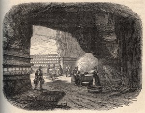 奶酪--罗克福尔酒窖--"PATRIE "中的雕刻--LUCIEN HUARD的《法兰西条约》6卷中的描述--19世纪末 作者 未知艺术家