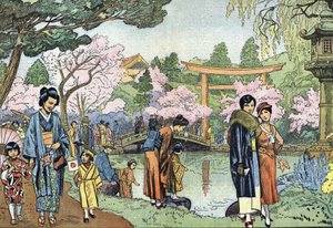 日本春天的樱花（日本春天的樱花，1933 年 4 月） 1933 年 "Le pelerin "插图 私人收藏 作者 未知艺术家