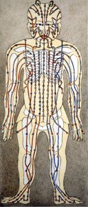 中医。身体的电流在哪里应用针灸。19世纪。 作者 未知艺术家