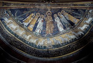 Christ among St Paul, St Cecilia, St Pascal, St Peter, St Valeriano and St Agata (mosaic, 821) 作者 未知艺术家