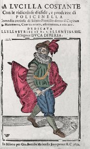 艺术喜剧：西尔维奥·菲奥里洛（Silvio Fiorillo）饰演马塔莫尔船长（Capitano Matamoros），米兰 1632。 作者 未知艺术家