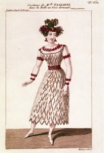 舞蹈家玛丽亚-塔廖尼（1804-1884）在皮奥特或彼得-伊里奇-柴可夫斯基（或柴可夫斯基或Ciajkovskij或Tchaikowsky）的芭蕾舞剧《睡美人》中的服装 作者 未知艺术家