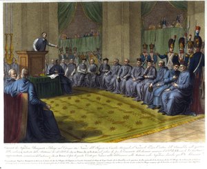 拿破仑-波拿巴在巴黎召开的帝国主教会议。1811. 作者 未知艺术家