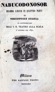 朱塞佩·威尔第 (1813 - 1901) 的第一部 Nabucco 剧本的封面，最初命名为 Nabucodonosor 作者 未知艺术家