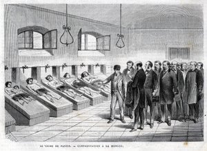 1869年10月的潘坦犯罪。在停尸房的对峙。1869年的雕刻作品 作者 Unknown artist