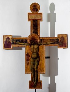 十字架上的 "INRI"。匿名的木画。15世纪的萨沃纳，公民博物馆(Pinacoteca Civica) 作者 未知艺术家