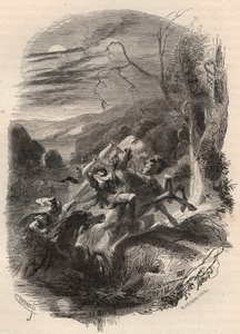 Indutiomarus（Induziomaro）酋长之死，公元前53年被罗马军队杀害。雕刻于1868年，载于西奥多-贾斯特（1818-1888）的《从原始时代到利奥波德一世统治末期的比利时历史》。私人收藏。 作者 未知艺术家