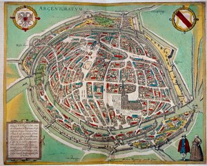 Detailed map of the city of Strasbourg made by Abraham Hogenberg (ca. 1608-1653). Engraving of the 17th century Paris B.N. 作者 未知艺术家