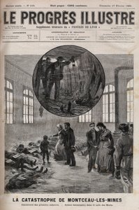 1895年勃艮第圣欧根尼井的灾难或Montceau-les-Mines的灾难--1895年 "Le Progres illustrious "中的雕刻。 作者 未知艺术家