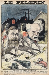 社会主义者让-焦尔（1859-1914）（左）和亨利-罗什福尔（1831-1913）（右）之间的争执。1898年6月19日 "Le Pelerin "上的插图。 作者 未知艺术家