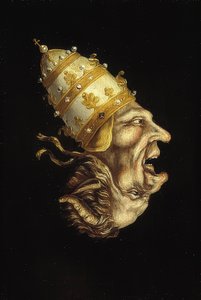与教皇和魔鬼的双重肖像（反像）。约于1600年 作者 不明