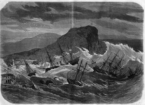 秘鲁地震：1869年9月海啸淹没阿里卡市--"Le Journal Illustré "中的版画 作者 未知艺术家