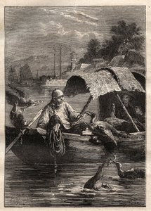 乔治-麦卡特尼勋爵（1737-1806）在中国的大使馆（1792-1793）。鸟Leut-ze，代表捕鱼（鸬鹚捕鱼）--插图来自 "18世纪伟大的航海家" 作者 未知艺术家