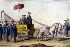 明朝皇帝在他的战车上 - 在“古代与现代服饰”中，J.费拉里奥编，编辑。 米兰 作者 Unknown artist