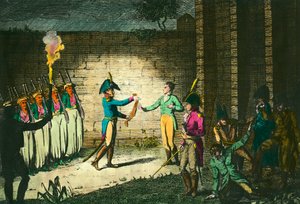 1804年3月21日，恩吉安公爵路易-德-波旁（1772-1804）在万森被处决，没有证据证明他阴谋反对第一执政官拿破仑-波拿巴。1804年左右的版画。私人收藏 作者 未知艺术家