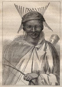 安德斯-斯帕尔曼（1748-1820）对南非内陆地区的考察（1775年）：波希曼（Bochiman或San，南部非洲的土著）--插图摘自 "18世纪的伟大航海家" 作者 未知艺术家