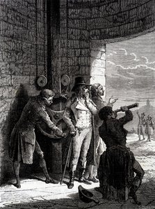 1793 年 7 月 12 日在公约委员面前从 Ménilmontant 到 Saint-Martin-du-Tertre 的 Chappe 电报实验 - 在 Louis Figuier 的““行业奇迹”中 作者 未知艺术家