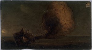 坠落的航空母舰，约 1860 年（木板油画） 作者 未知艺术家