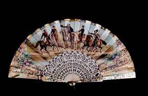 围栏装饰着五位骑士：“法国皇帝拿破仑三世（1808-1873）（左一）、维托里奥·埃马努埃莱二世（Victor Emmanuel）（1820-1878）（第三）、朱塞佩·加里波第（1807-1882）（右一）” )”米兰复兴博物馆 作者 未知艺术家