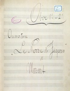 Le nozze di Figaro 的双簧管乐谱第一页，莫扎特的歌剧（19 世纪） 作者 未知艺术家