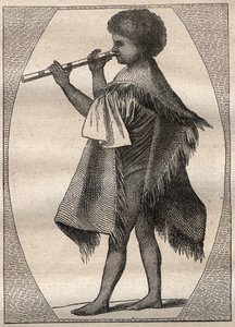 詹姆斯-库克船长（1728-1779）的第一次航行（1768-1771）。大溪地的长笛演奏者--插图摘自 "18世纪伟大的航海家" 作者 未知艺术家