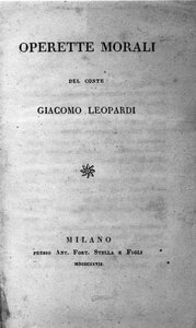 意大利诗人贾科莫·莱奥帕尔迪 (Giacomo Leopardi) (1798 - 1837) 1827 年的《小道德作品》Frontispice 作者 未知艺术家