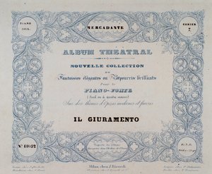 Mercadante 歌剧 Il Giuramento 的 Frontispice (1837) 作者 未知艺术家