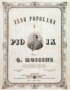 乐谱卷首 焦阿基诺·罗西尼 (Gioacchino Rossini) 为庇护九世 (Pius IX) 创作的流行赞美诗 作者 未知艺术家