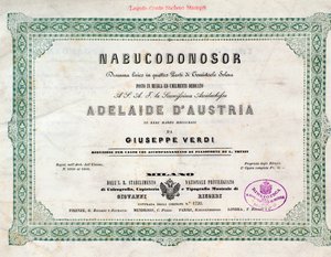 Frontispiece of musical score of Nabucco opera by Giuseppe Verdi 作者 未知艺术家