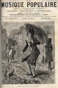 Guillaume Joseph Rousselle (Roussel), dit Cadet Rousselle (1743-1807), 法国法警，在巴黎街的雨中。"La musique populaire" Illustrée周报中的雕刻 - 1881年 作者 未知艺术家