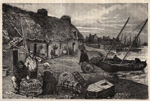 Habitations des Poucheurs a Concarneau - Finistere - Breatgane - "PATRIE "中的雕刻 - DESCRIPTION PECTURESSE DE LA FRANCE EN 6 VOLUES BY LUCIEN HUARD - 19世纪末 作者 未知艺术家