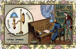 照明史》。安托万-昆凯完善了瑞士物理学家艾梅（Ami）-阿冈（1755-1803）发明的灯。 作者 未知艺术家
