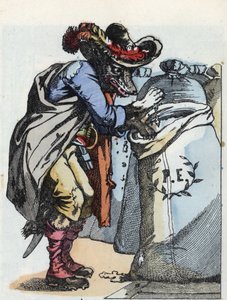 故事 "Compere le Loup, Maitre Renard, Comere la Chevre et ses petits biquets "的插图，根据Jean de la Fontaine的寓言故事改编。载于《小家伙们的家庭故事》。19世纪的匿名版画。 作者 未知艺术家