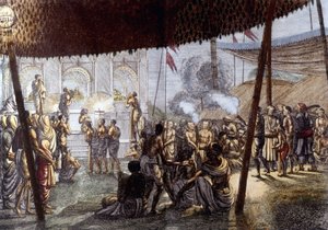 印度文化与文明：印度克里希纳的爱情盛宴。 雕刻 1808。 作者 未知艺术家