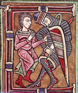Initial letter E with David and Uriah, spouse of Bathsheba (miniature 作者 未知艺术家