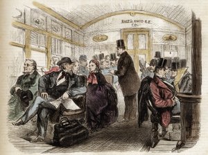 美国巴尔的摩和俄亥俄铁路上的马车内部 - 1861年 - 1860年的美国马车内部 作者 未知艺术家
