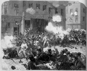 爱尔兰1872年。贝尔法斯特事件，奥兰治人和天主教徒之间的斗争。 作者 未知艺术家