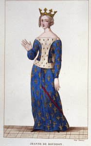 让娜·德·波旁 (1338-1378)。 1364 年至 1378 年的法国女王。 1830 年的版画 作者 未知艺术家