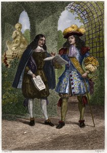 施洗约翰（Jean-Baptiste）-科尔贝尔（1619-1683）与法国和纳瓦拉国王路易十四（1638-1715）。19世纪的雕版画。私人收藏。 作者 未知艺术家