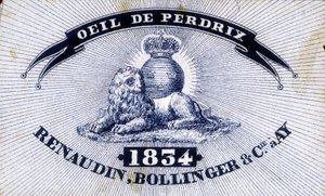 标签 "鹧鸪的眼睛 - Renaudin, Bollinger & Cie à AY - 1834"。 作者 未知艺术家