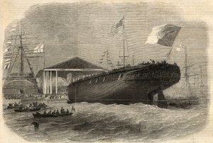 葡萄牙护卫舰 "Sagres "号在伦敦莱姆豪斯下水。6月5日的《伦敦新闻画报》上的版画 作者 未知艺术家