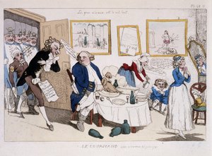 Le gourmand (meal of Louis XVI and Marie Antoinette during the flight to Varennes) - in “” Musée de la caricature”” 作者 未知艺术家