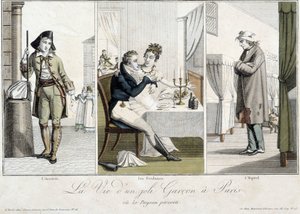 巴黎漂亮男孩或变态农民的生活：抵达、弗雷戴恩和医院 - Carnavalet。 作者 未知艺术家