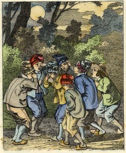 小Poucet和他的兄弟们在森林里迷路。查尔斯-佩罗的故事 "Le Pepetit Poucet "的插图 作者 未知艺术家