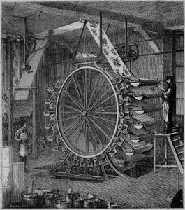20种颜色的机器印刷墙纸。Louis Figuier的 "Les wonders de l