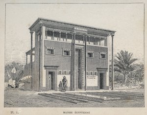 埃及之家--1889年的雕刻作品，载于《1889年世界博览会人类居住史》，作者是Charles GARNIER先生--巴黎中央美术学院1889年图书馆。 作者 未知艺术家