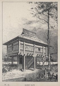奴隶之家--1889年的雕刻，载于 "Histoire de habitation humaine à l