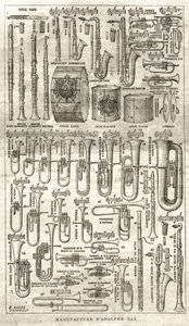 萨克斯风的发明者Adolphe (Adolph) Sax (1814-1894)制造。1867年在 "神奇的宇宙 "中的雕刻。 作者 未知艺术家
