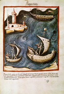 医药贸易：“盐水””页面取自“”Tacuinum sanitatis”（Cod. ser. 11 月 2644）约 1400 年维也纳，Osterreischische Nationalbibliothek 作者 未知艺术家