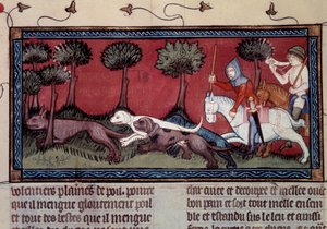 来自手稿的微型猎狐。 1297 年 Henri de Ferrieres（14 世纪）所著的“国王模式与王后比率之书” 作者 未知艺术家